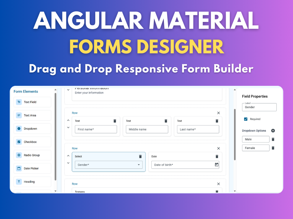 Angular Material Forms Designer With Code Export product image