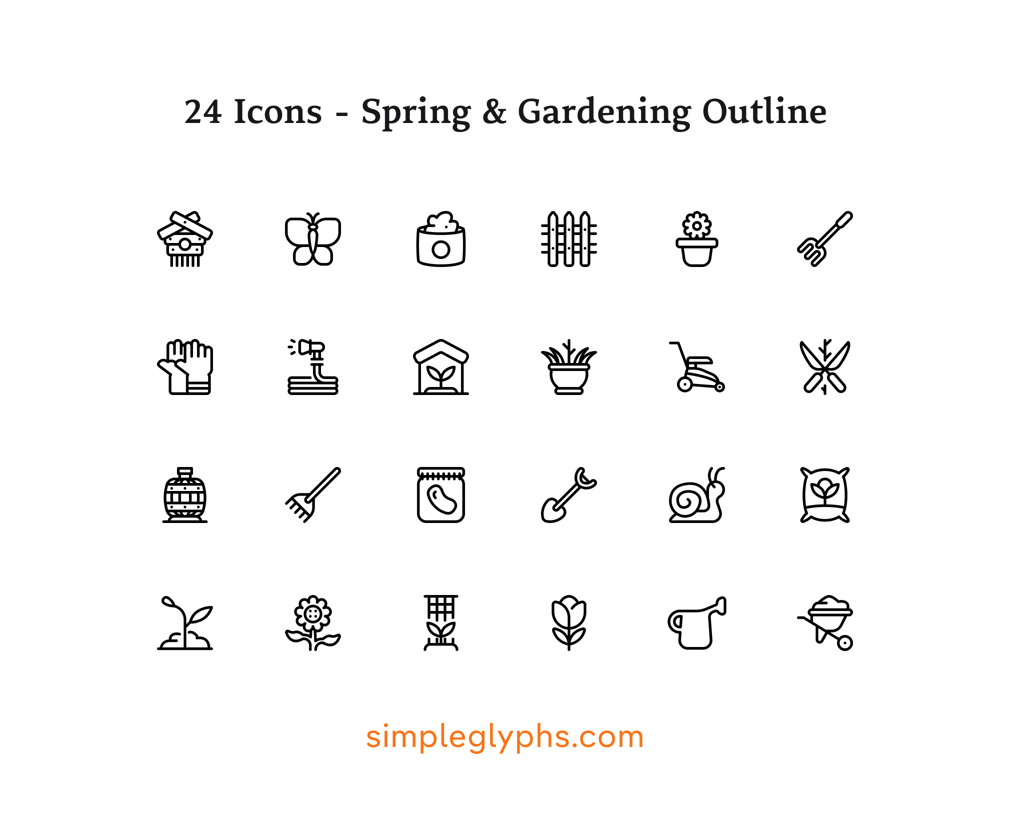 Spring & Gardening Icon Set - Nature Plant & Flower Icons