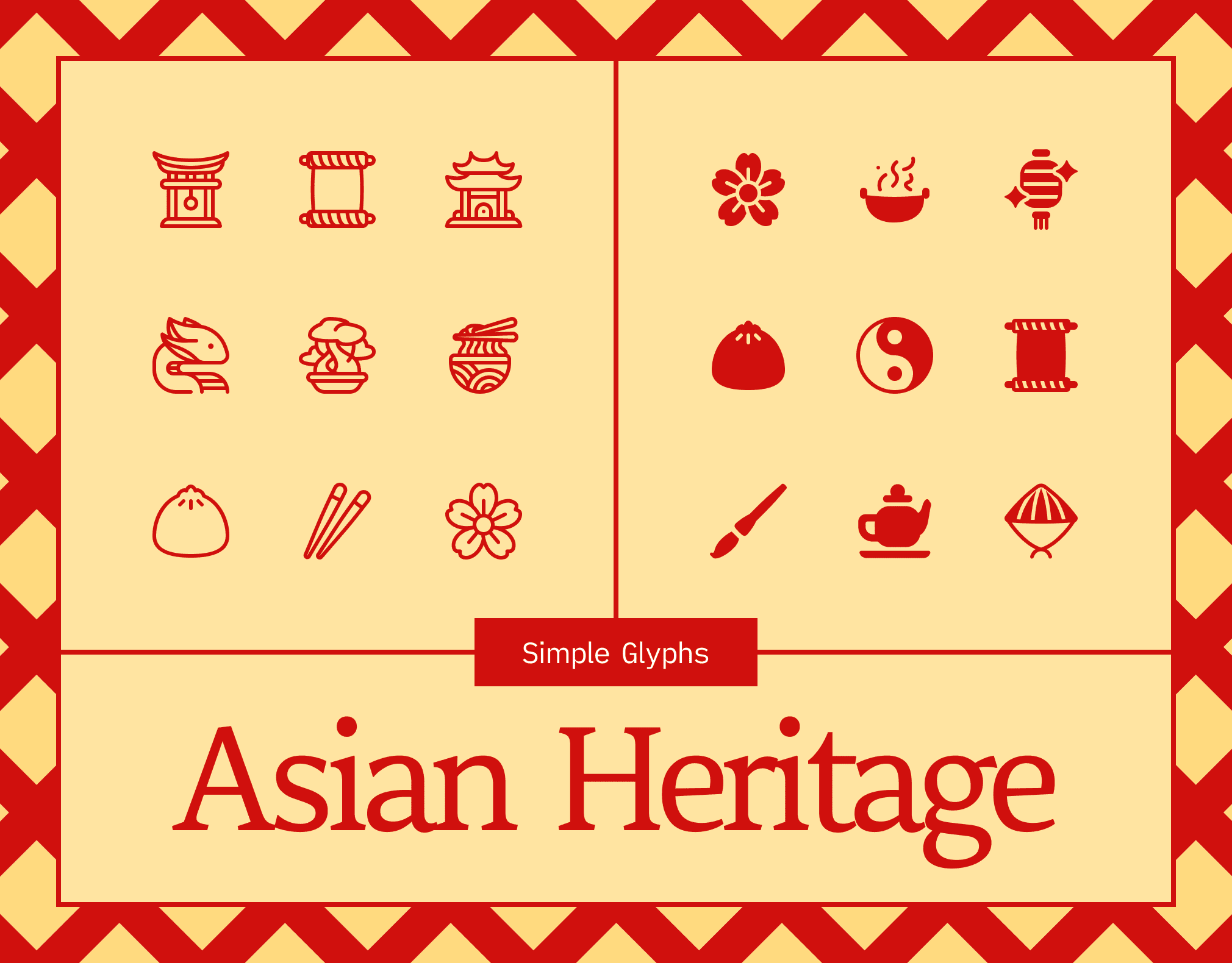 Asian Heritage Icon Set - Chinese Japanese Culture Icons